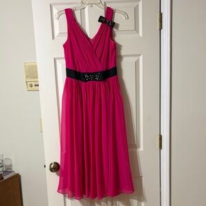 kate spade Fuchsia Sleeveless Midi Dress with Black Waistband